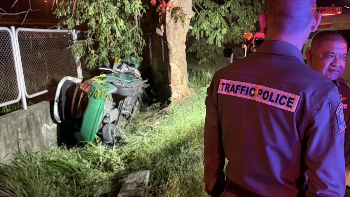Taxi Driver Dies After Crashing Into Tree On Bangkok Motorway