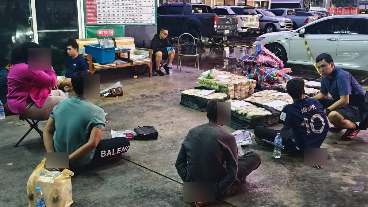 Police Arrest 6 Suspects with 300kg of Ice Concealed in Van, Seize 46 Million Baht in Assets